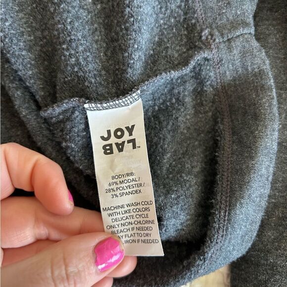 Joy Lab Grey Black Lace Up Hoodie SweatShirt Soft Sweater sz XS - Picture 11 of 11